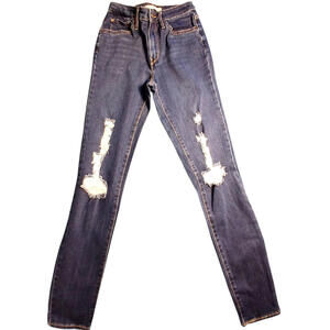 Levi’s 721 High Rise Skinny Jeans Women 27 Distressed Blue Stretch